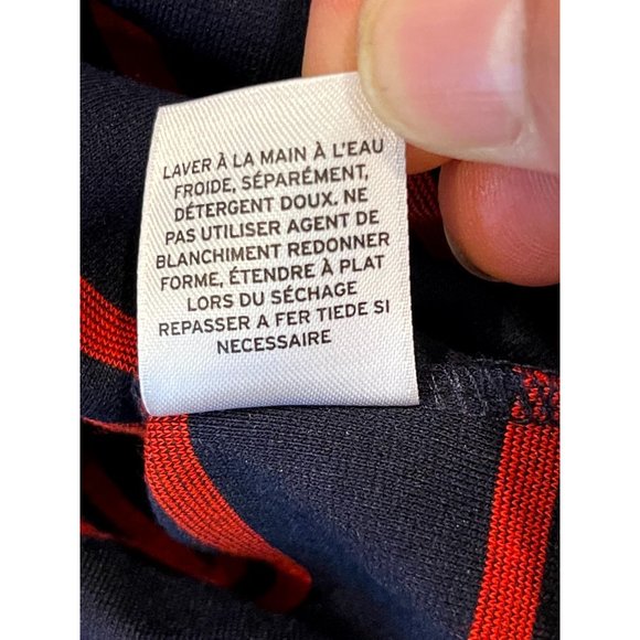 Halogen Women Striped Sweater Dress Stretch Side Slit Cowl Neck Blue Red Size S - Picture 11 of 11